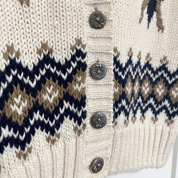 Cream & Brown Vintage Patterned Sweater Vest - Picture 5 of 7